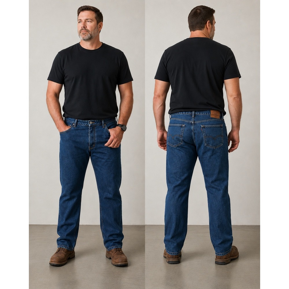 Chaps Denim Mens Slim Straight Jeans Rinse Wash Blue Cotton 42x32 denim casual